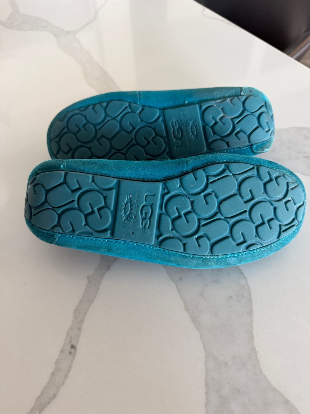 UGG Women’s Ansley Teal Suede Shearling-Lined Moccasin Slippers. Size 8. - Picture 11 of 11